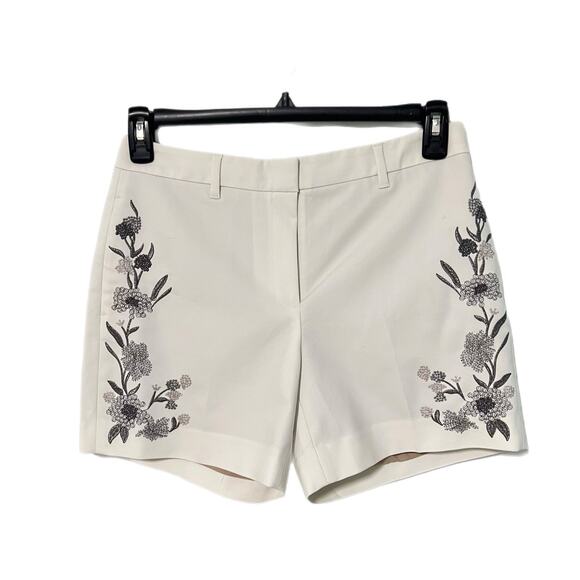 White House Black Market Pants - White House Black Market Black Women 6 Embroidered The 5" Short Floral Ivory